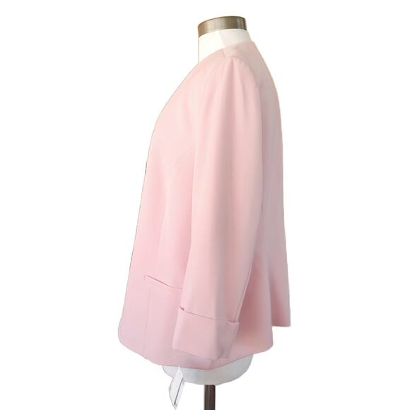 NEW Kasper Pastel Pink Collarless 3/4 Sleeve Open Front Jacket 18 Blazer Spring - Picture 5 of 10